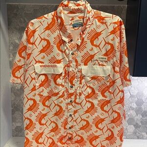 Magellan/Whataburger Collabo Outdoors Orange and White Patterned Shirt